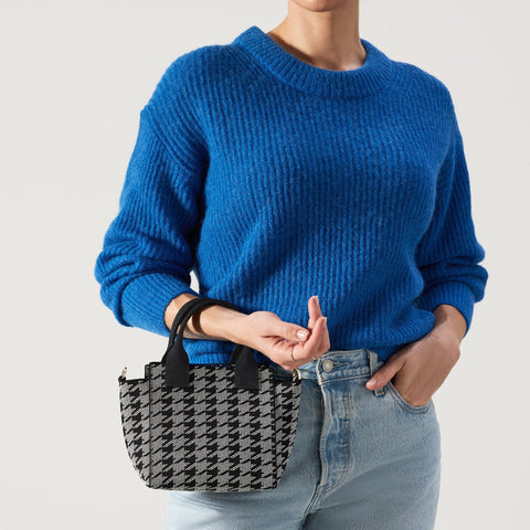 The Mini Handbag - Grey Houndstooth