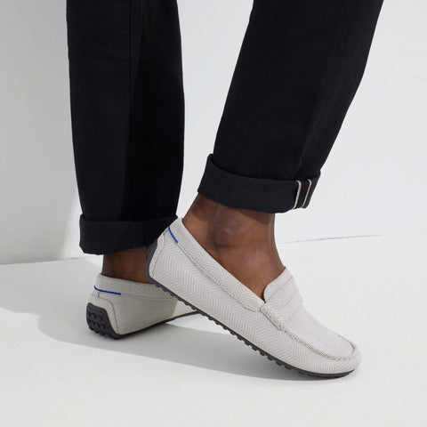 The Driving Loafer - Light Grey Herringbone