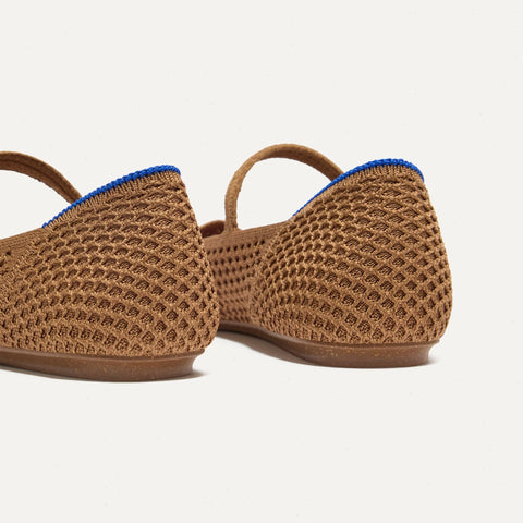 The Square Mary Jane - Pecan Mesh