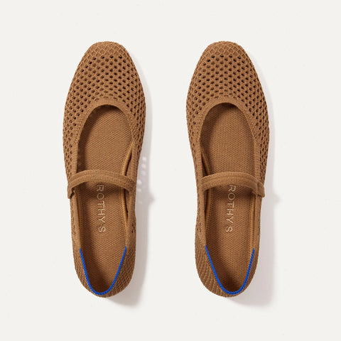 The Square Mary Jane - Pecan Mesh