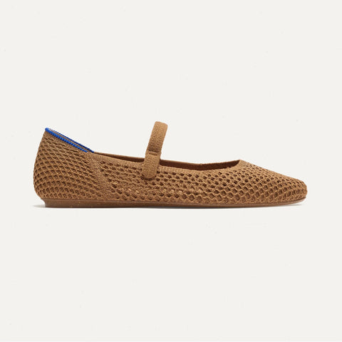The Square Mary Jane - Pecan Mesh