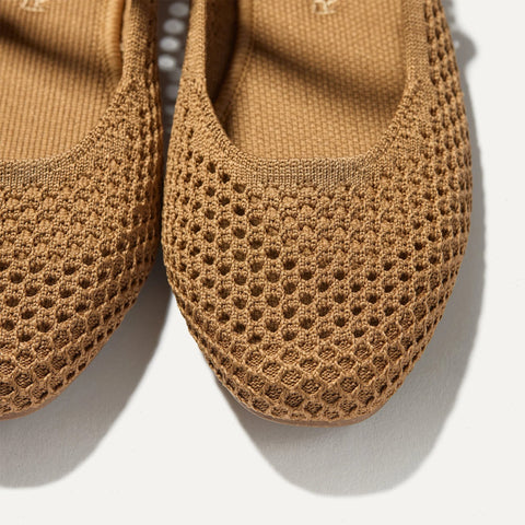 The Square Mary Jane - Pecan Mesh