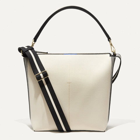 The Mini Zip Bucket - Ivory and Black