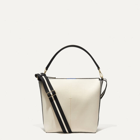 The Mini Zip Bucket - Ivory and Black