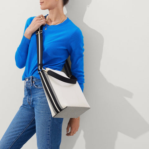 The Mini Zip Bucket - Ivory and Black