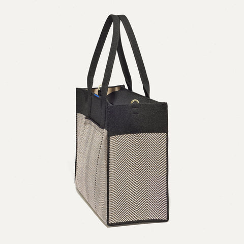 The Classic Tote - Black Herringbone