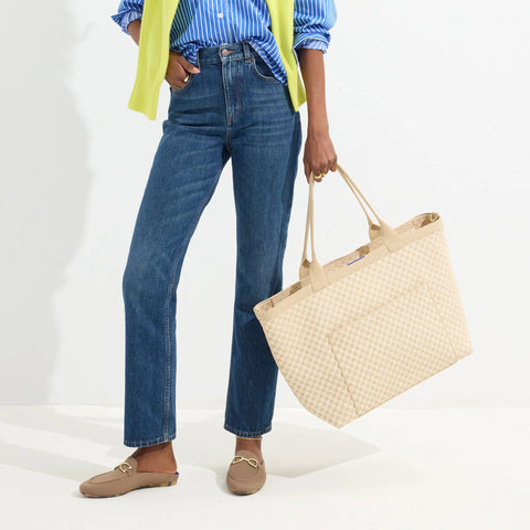 The Zip Travel Tote - Parchment Basketweave