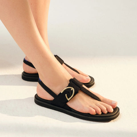 The T–Strap Sandal - Black