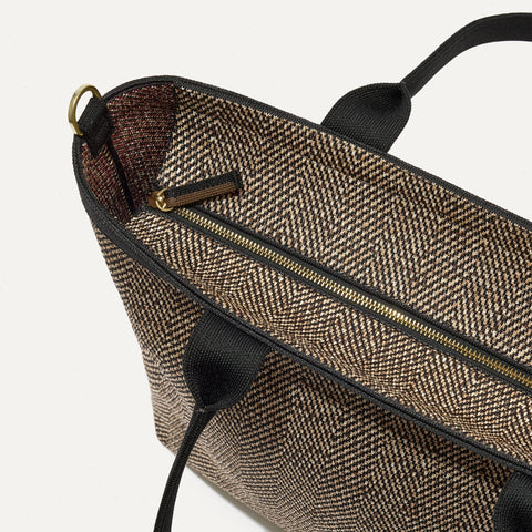 The Lightweight Zip Tote - Cacao Herringbone