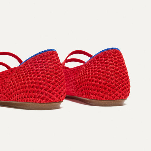The Double Buckle Mary Jane - Bright Red Mesh