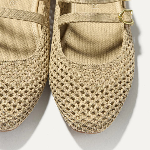 The Double Buckle Mary Jane - Dune Mesh