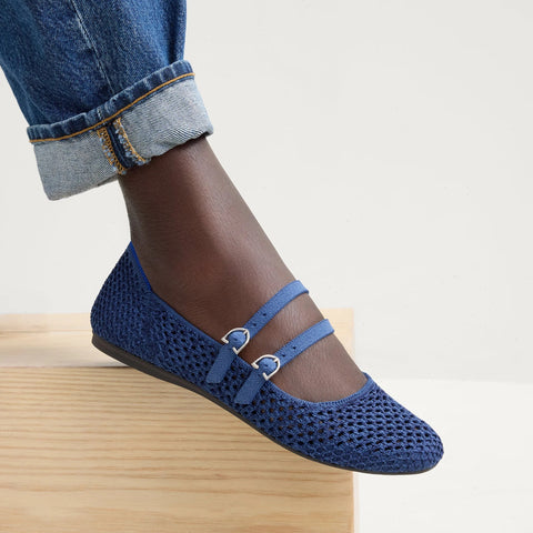 The Double Buckle Mary Jane - Blue Mesh