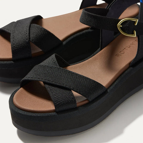 The Criss–Cross Lightweight Wedge Sandal - Black