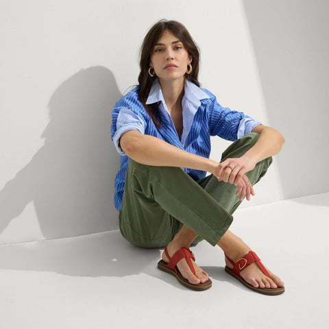 The T–Strap Sandal - Brick