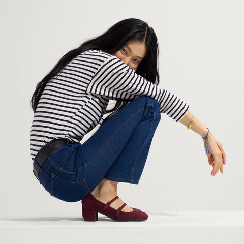 The ReVelvet™ Double Buckle Mary Jane Heel - ReVelvet™ Syrah