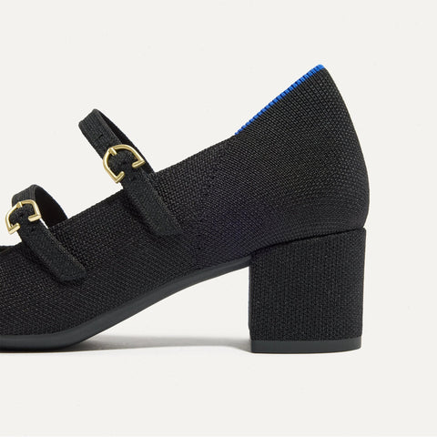 The Double Buckle Mary Jane Heel - Black