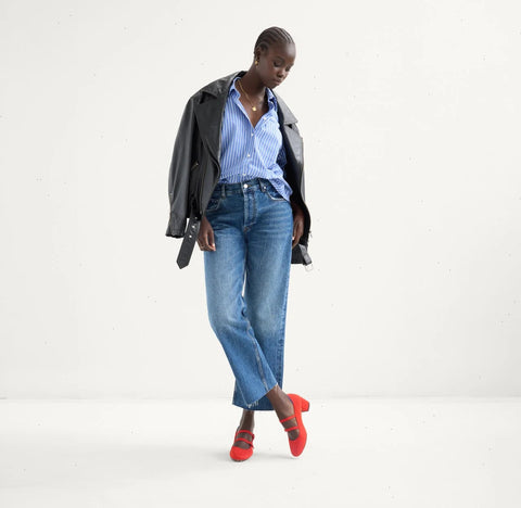 The Double Buckle Mary Jane Heel - Bright Red