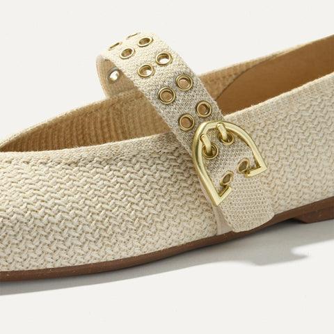 The Max Buckle Mary Jane - Cream Woven