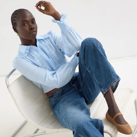 The Square Mary Jane - Pecan Mesh