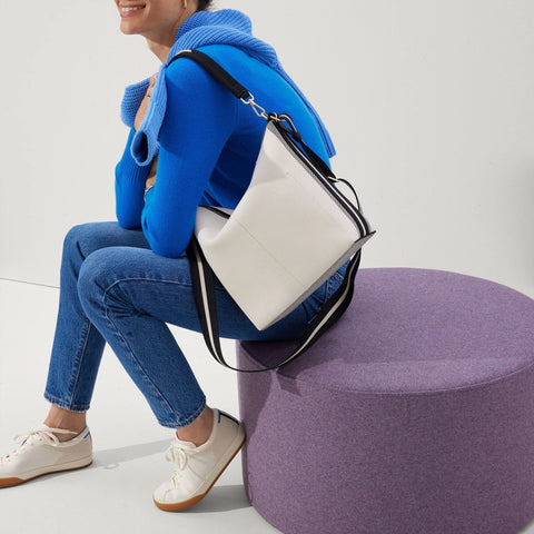 The Mini Zip Bucket - Ivory and Black